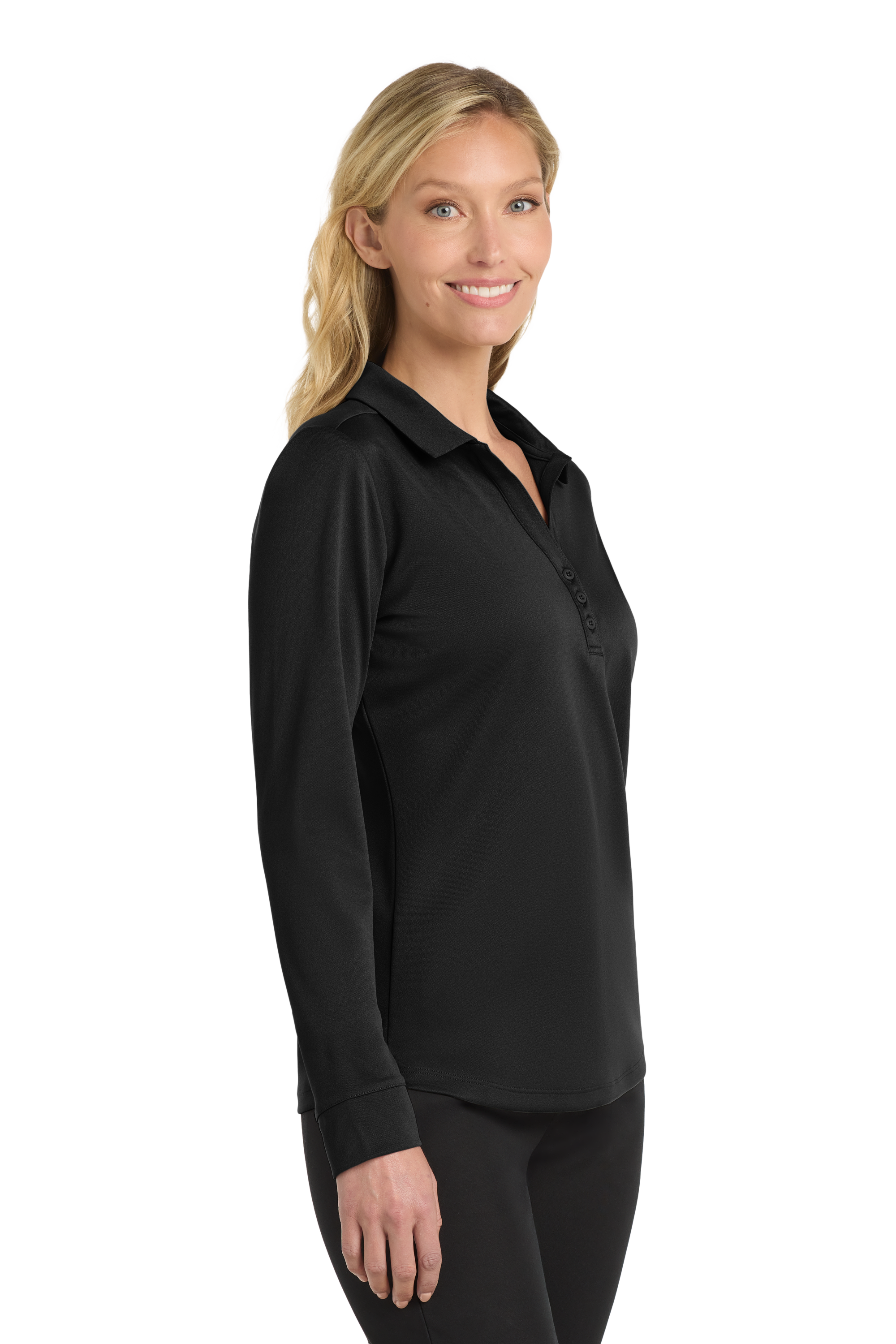 Port Authority® Women's Silk Touch™ Performance Long Sleeve Polo with Custom Printing