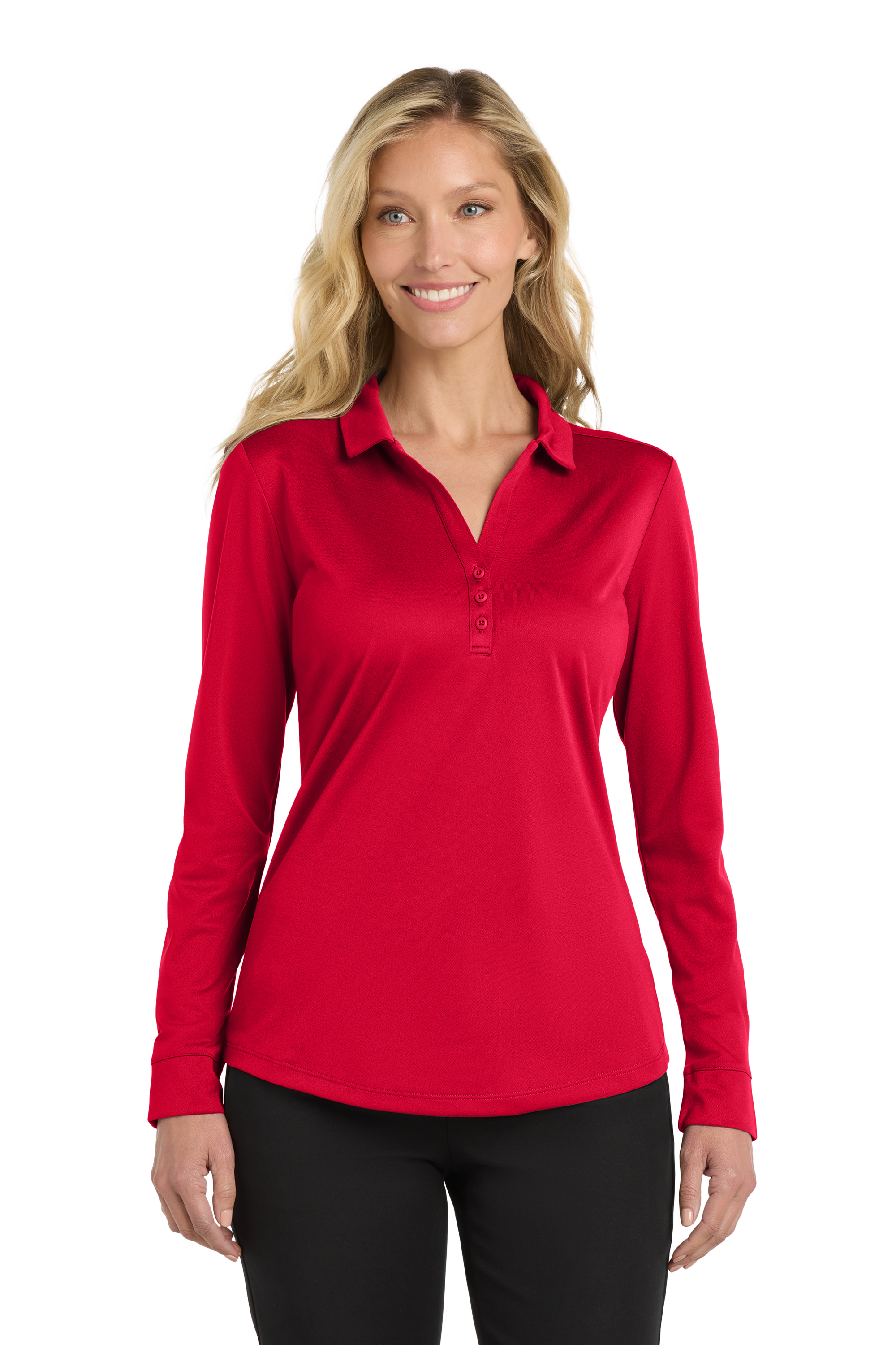 Port Authority® Women's Silk Touch™ Performance Long Sleeve Polo with Custom Printing