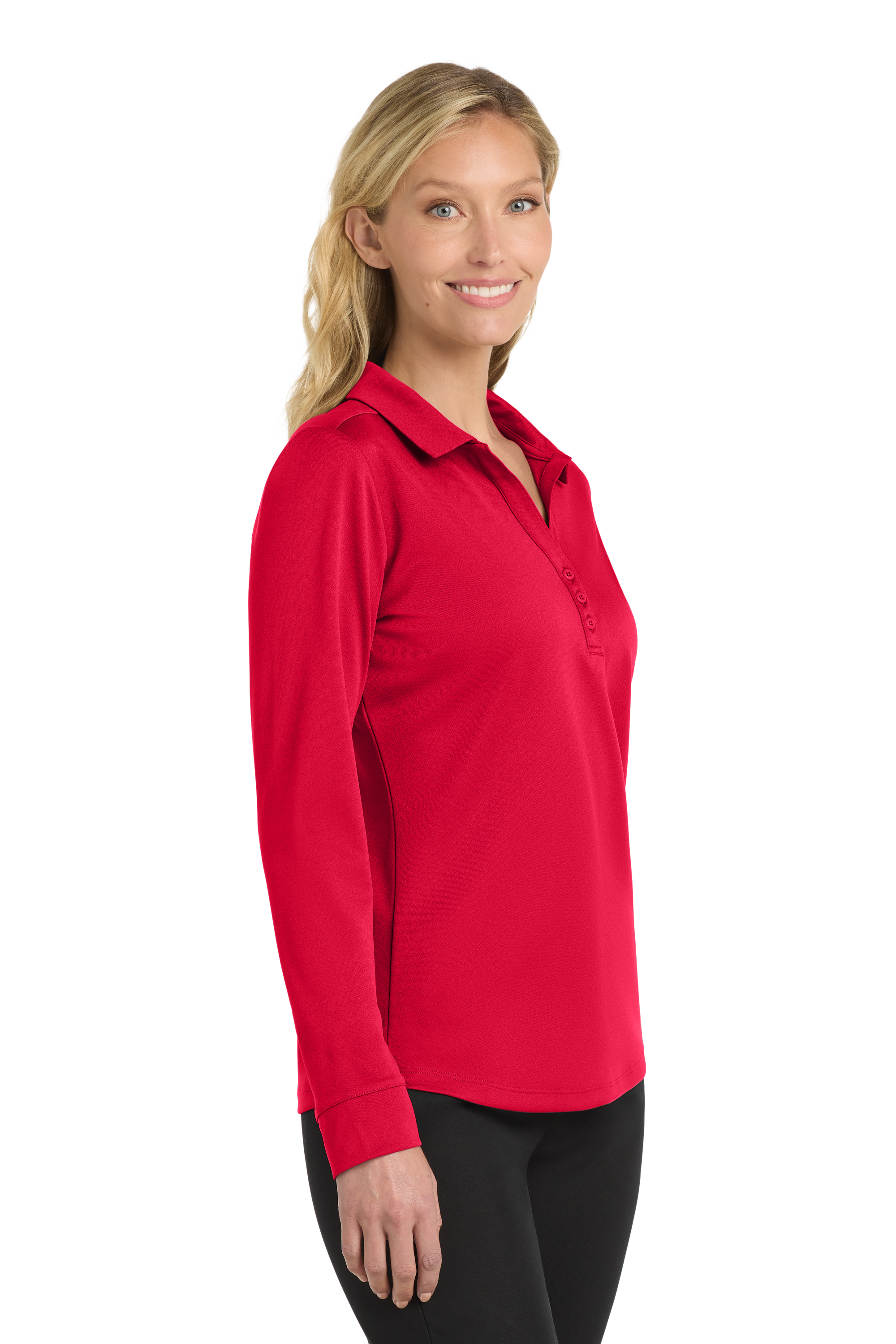 Port Authority® Women's Silk Touch™ Performance Long Sleeve Polo with Custom Printing