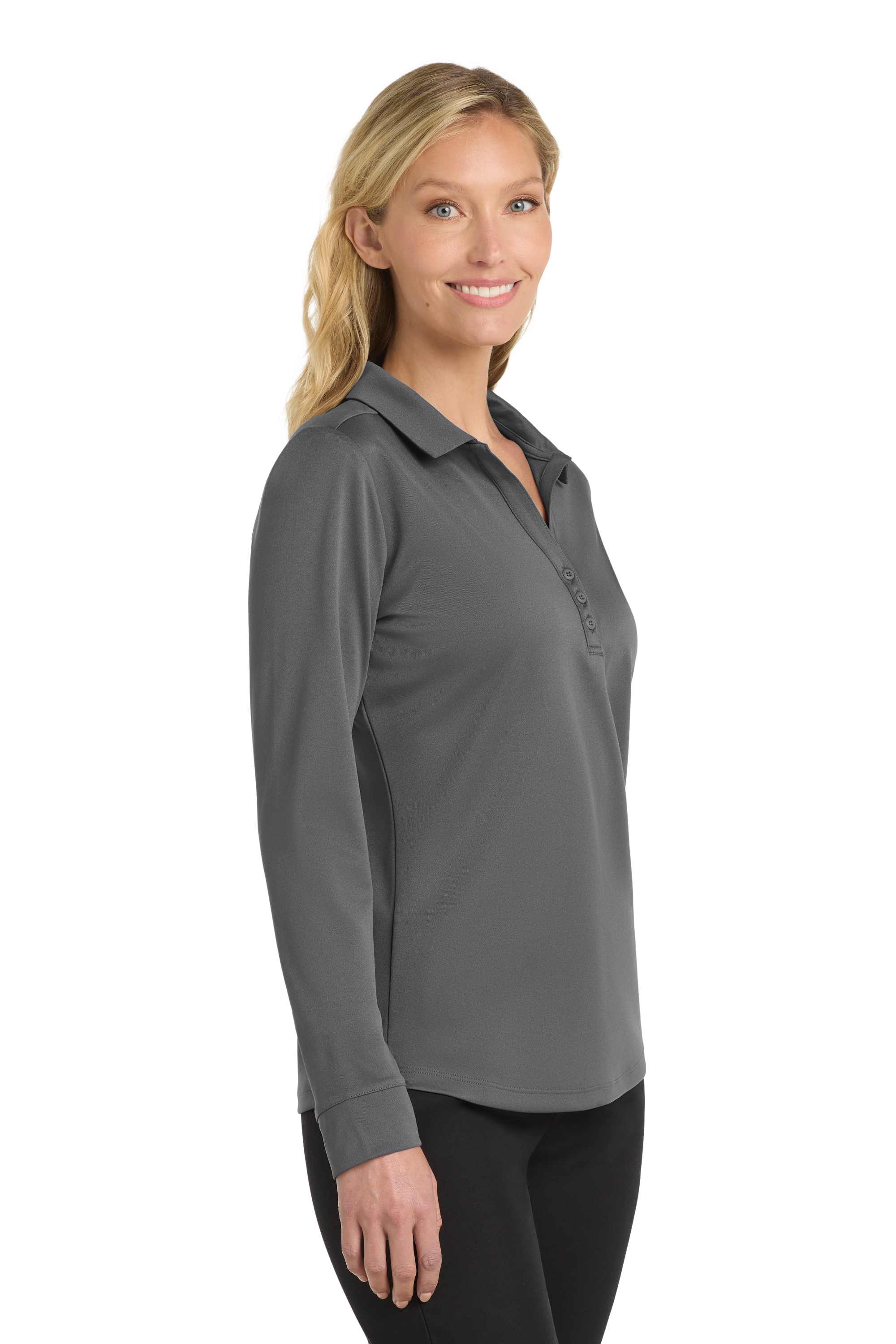 Port Authority® Women's Silk Touch™ Performance Long Sleeve Polo with Custom Printing