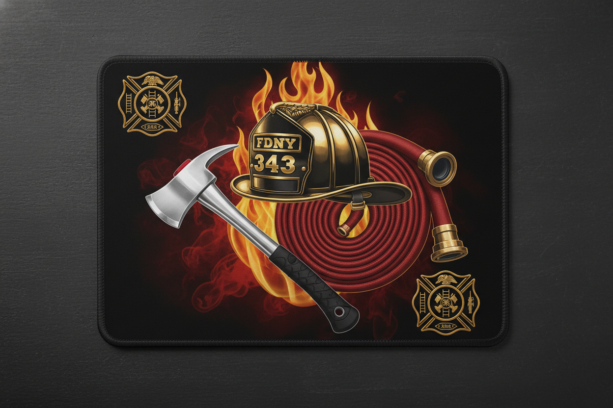 mouse pad with firefighter theme