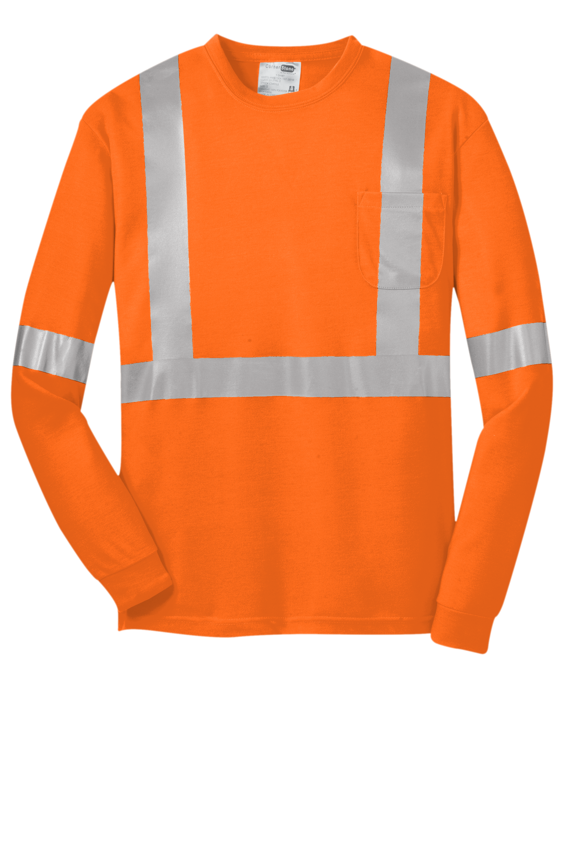 Performance Safety T-Shirt- CornerStone® ANSI 107 Class 2 Safety T-Shirt Long Sleeve