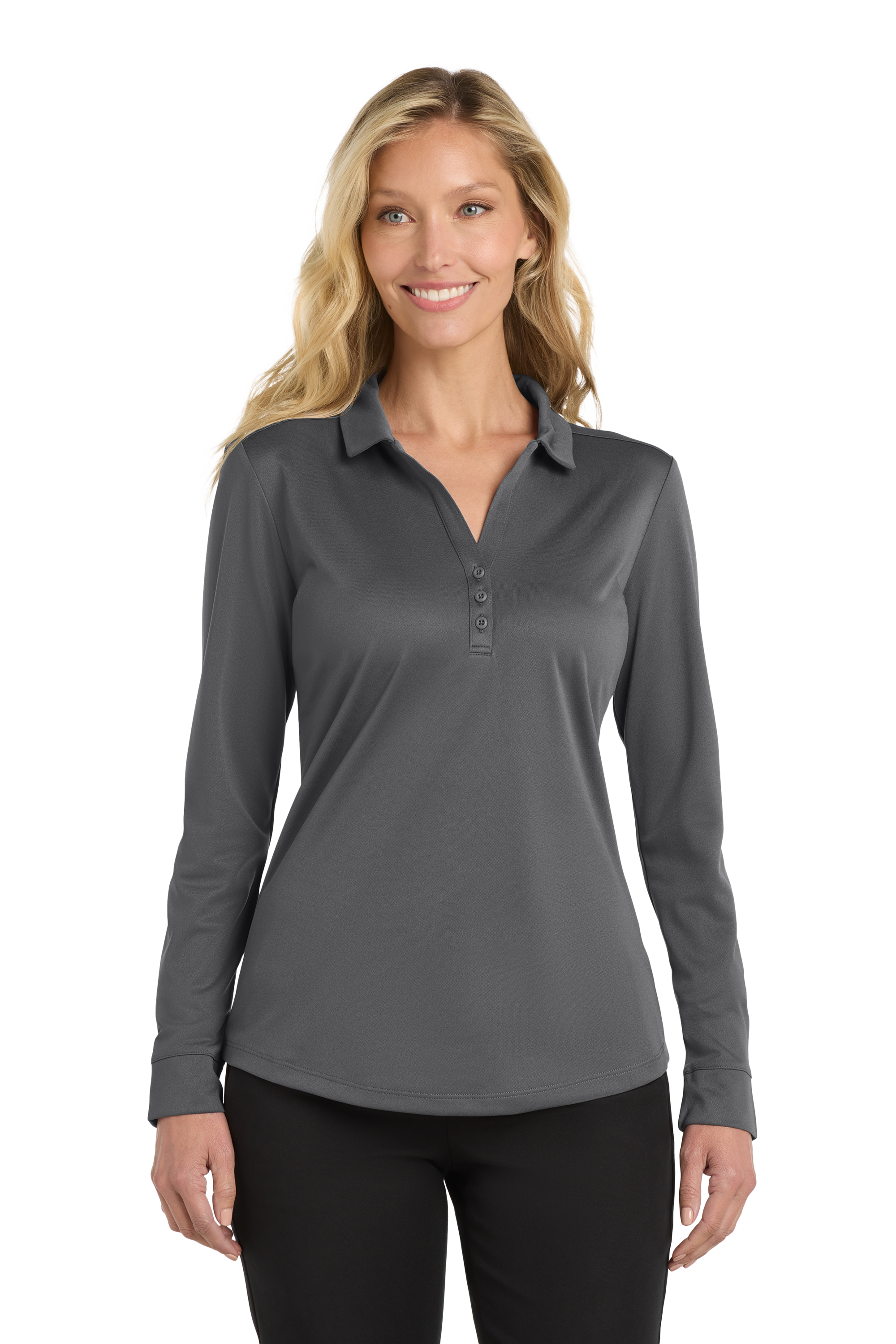 Port Authority® Women's Silk Touch™ Performance Long Sleeve Polo with Custom Printing