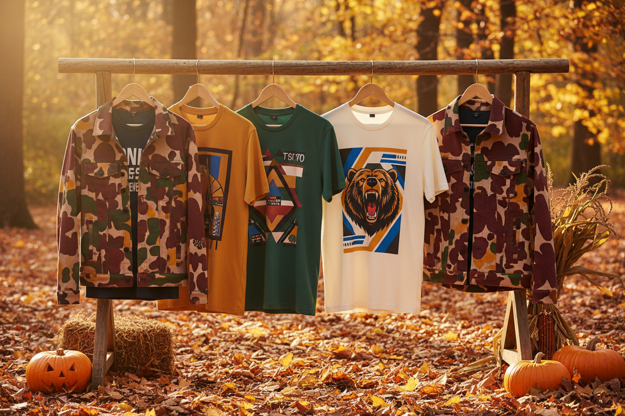 hip mens custom printed shirts and jackets fall setting